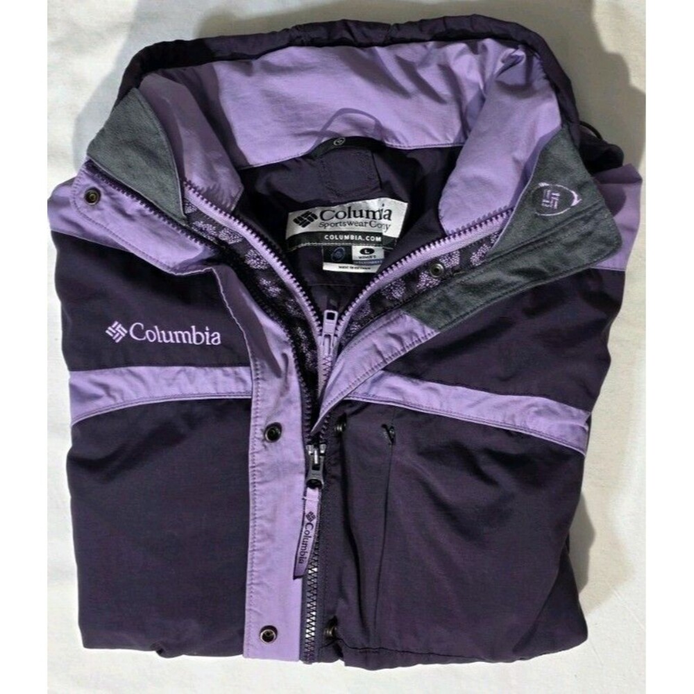 Columbia Winter Jacket Womens Size Large Purple Hooded Waterproof Breathable